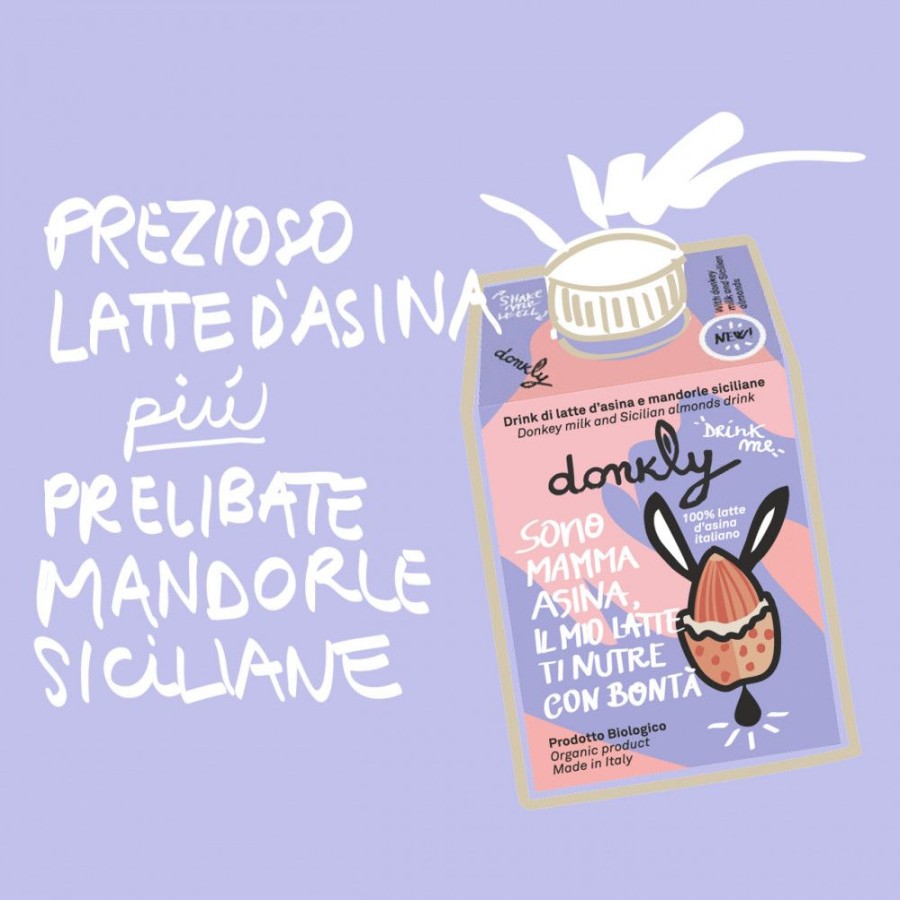 Italia spezie Made In Italy | Donkly - Bevanda Di Latte D'Asina E Mandorle Siciliane Biologica - 500Ml